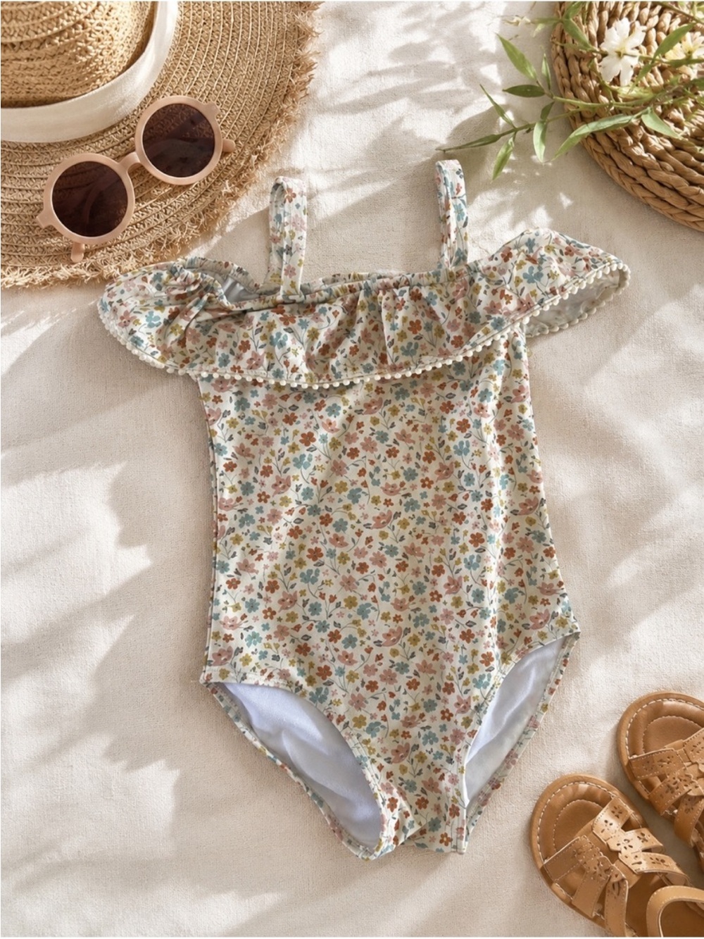 NWT Rylee + Cru Baby Girl Swimsuit 18-24M Floral Ruffle